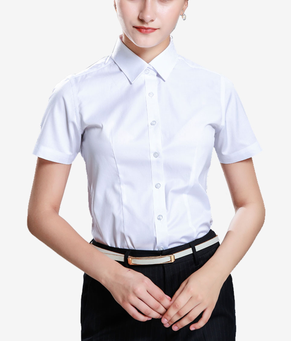 女式白色短袖襯衫 女式白色短袖襯衫