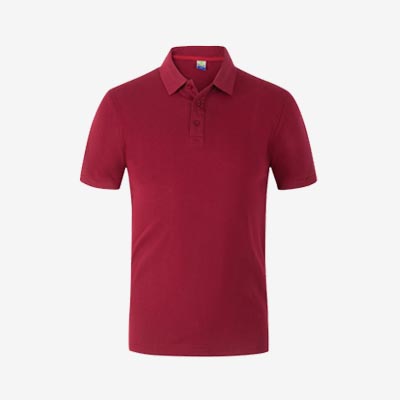 酒紅色短袖翻領T恤衫訂做